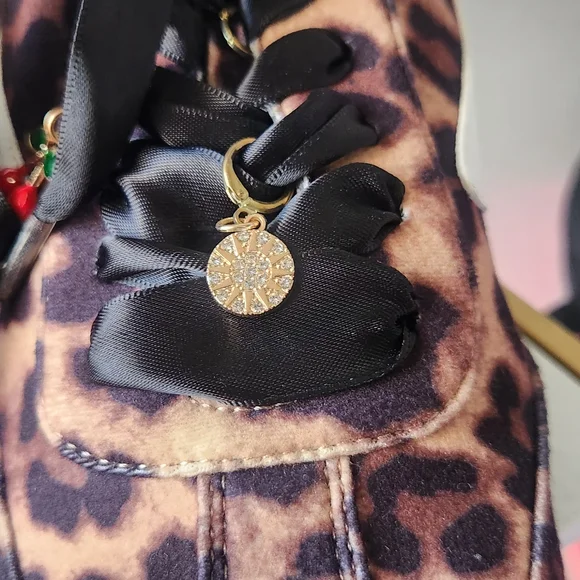 DV by Dolce Vita Leopard Print Satin Ribbon Sneakers - Brown Black - Picture 5 of 8